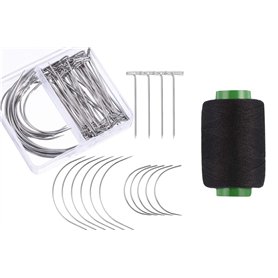 Hsthe Sea 70 pièces C Perruques en forme de T Aiguille T Aiguille Fil noir pour perruques Faire des extensions de cheveux Coutur