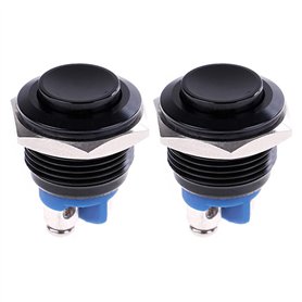CENPEK 2 pièces 16mm 5/8 Pouces Haut Rond en métal Noir Interrupteur à Bouton-Poussoir momentané 1NO SPST 3A/12-250V pour Interr
