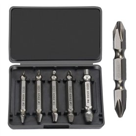 Lot de 6 extracteur de vis pour enlever les vis endommagées et usées dans une boîte en plastique pratique - Fabriqué en HSS