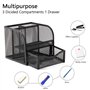 Vinabo Rangement Bureau, Organisateur de Bureau en Filet MéTallique, Pot a Crayon Bureau avec 4 Compartiments de Tri, Porte Styl