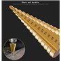 3PCS Foret Fraise Meche Etage, Triangle Conique Titane Foret Fraise, 4-12/20/32 mm, HSS Inox Metal, Pour Visseuse Percage sur Ac