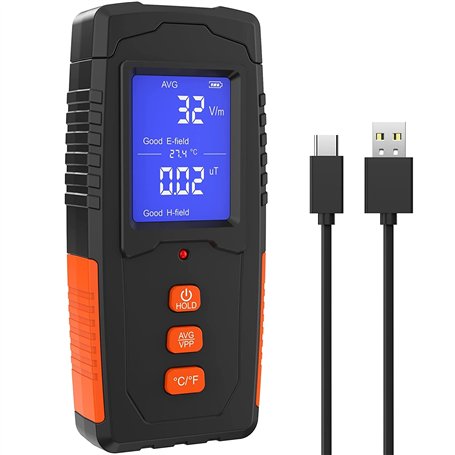 EMF Mètre électromagnétique rechargeable Détecteur de rayonnement de champ électromagnétique portable LCD Lecteur EMF Mesure de