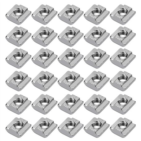 HongBoom 50PCS Ecrous en T Coulissant Norme Européenne 30-M8 Écrous T-Slot Acier Carbone Argent éCrou à Rainure en T Coulissant