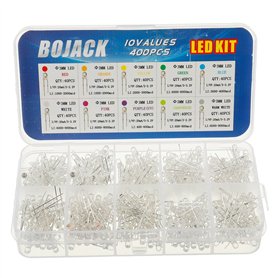 BOJACK 10 couleurs 400 pièces 3mm lampe diodes lights assored kit (Transparent DC 2V - 3.2V 20mA) lampes ampoule à éclairage pui