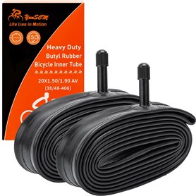 YunSCM 2PCS 38/48-406 épaissies Chambre à air 20x1.50/1.75/1.90 AV32mm Valve Compatible 20 Pouces Bike Chambre à air 20x1.50 20x