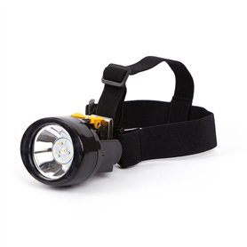 Lampe frontale étanche et antiexplosion pour minage - Rechargeable - 1 + 6 LED - Jaune