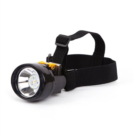 Lampe frontale étanche et antiexplosion pour minage - Rechargeable - 1 + 6 LED - Jaune