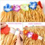FEPITO 2 Set Hawaiian Herbe Hula Jupe Avec Fleur Leis Collier Bandeau Bracelets Robe Costume Ensemble pour Filles Femme Luau Haw