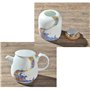 fanquare Service à Thé de Voyage Portable avec Sac de Voyage, Ensemble de Thé en Porcelaine Motif Vague de Mer et Fleurs, 1 Théi