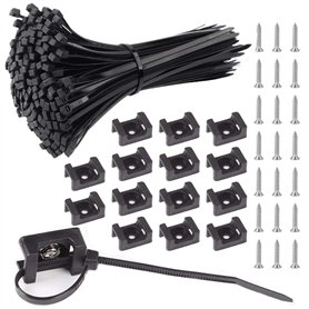 100 Set Attaches de Câble de Fixation Nylon Noir Double Serre-Câbles 100 x 2