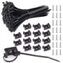 100 Set Attaches de Câble de Fixation Nylon Noir Double Serre-Câbles 100 x 2