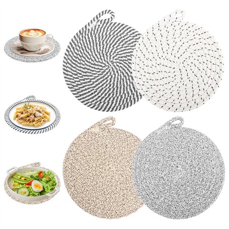 4 Pièces Dessous de Plat en Fil de Coton