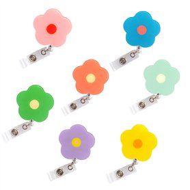 Lot de 7 Porte Badge Enrouleur à Fleurs