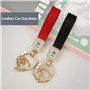 2pcs Porte Clé Voiture en Cuir,Strass Porte-Clés de Voiture Rotatif à 360 Degrés avec Anneau en D anti-perte et Tournevis,Porte 