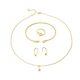TTPSRY Ensemble de Bijoux pour Femmes Parure Goutte d'Eau avec des Lignes Très Fines Boucles d'Oreilles Collier Bracelet en Form