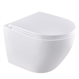 HOMELODY WC suspendu sans bord - Économise de l'eau - Nano-vernis hygiénique - 360° - Monotrou Superspin - Silencieux - Abattant