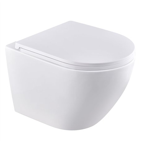 HOMELODY WC suspendu sans bord - Économise de l'eau - Nano-vernis hygiénique - 360° - Monotrou Superspin - Silencieux - Abattant