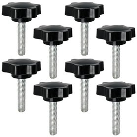 HUSABEJAIN Lot de 8 boutons de poignée M8 x 40 en forme d'étoile - Vis à tête moletée - Filetage mâle métrique - Pour support
