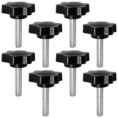 HUSABEJAIN Lot de 8 boutons de poignée M8 x 40 en forme d'étoile - Vis à tête moletée - Filetage mâle métrique - Pour support