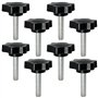 HUSABEJAIN Lot de 8 boutons de poignée M8 x 40 en forme d'étoile - Vis à tête moletée - Filetage mâle métrique - Pour support