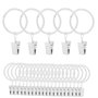 Lot de 25 anneaux de suspension blancs avec clips – Anneaux de draperie pour tringles à rideaux et cintres de douche