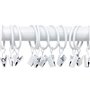 Lot de 25 anneaux de suspension blancs avec clips – Anneaux de draperie pour tringles à rideaux et cintres de douche