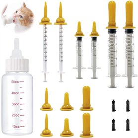 Lot de 13 Chaton biberons d'allaitement pour Animal Domestique avec seringue et biberon pour Chatons et Animaux Sauvages