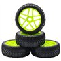 SWHstore Lot de 4 pneus en caoutchouc vert RC 1:8 pour voiture tout-terrain 5 rayons et jante plactique pour voiture HSP