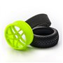 SWHstore Lot de 4 pneus en caoutchouc vert RC 1:8 pour voiture tout-terrain 5 rayons et jante plactique pour voiture HSP