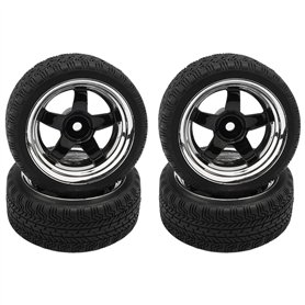Pxyelec Lot de 4 pneus noirs à l'échelle 1/10 pour voiture de course HSP HPI