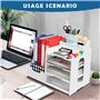Cinnani Organisateur de Bureau Multifonctionnel - Boîte de Rangement, Étagère de Dossiers et Porte-Documents - Compartiment en P