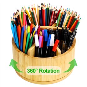 Cinnani Organiseur de bureau rotatif à 360° en bambou