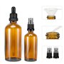Zikenis Lot de 5 flacons pulvérisateurs marron, 2 x 100 ml, 3 x 50 ml avec protection UV, compte-gouttes et pointes de pulvérisa