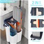 Ensemble Balai Serpillère avec Seau Essoreur,Set de 6 tampons en Microfibre et équipé d'un Manche allongé et épaissi de 155 cm, 