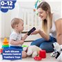 Zikenis 2 Pièces Anneau Dentition Bebe Silicone,Anneau Dentition Bebe,avec Attache-sucette et Boutons Pussible,jouet de bain en 