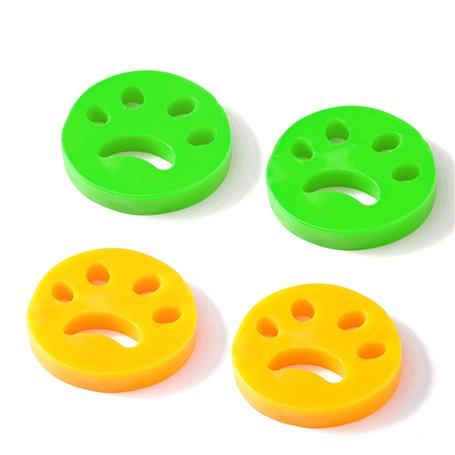 Lot de 4 attrape-poils en silicone pour enlever les poils des animaux domestiques dans le sèche-linge et la machine à laver
