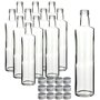 gouveo Lot de 12 bouteilles en verre 500 ml Dorica transparent avec bouchon à vis argenté - bouteille vide 0