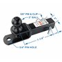 TOPTOW Support de Boule de remorquage pour attelage de remorque ATV/UTV, Boule de 5,1 cm, goupille de Chape, Convient pour récep