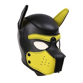SIUNRIYO Costume de Fête d'halloween Masque intégral pour Chien et Chiot Tête Pleine avec Oreilles 10 Couleurs (Noir+Jaune)