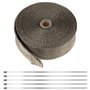 KEILEOHO Ruban de protection thermique pour pot d'échappement - 15 m - 50mm - En fibre de basalte - Avec 10 serre-câbles en acie