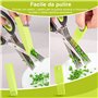 Ciseaux de Cuisine à 5 Lames en Acier Inoxydable, Ciseaux à épices ciboulette avec couvercle de sécurité et peigne de nettoyage 
