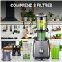 AMZCHEF Extracteur de jus avec 2 filtres brevetés NON obstruants pour les fruits et légumes mous et durs avec un rendement élevé