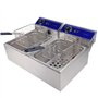 Friteuse électrique INOX Double Réservoir Professionnelle, Commerciale Electrique Friteuse Réservoir Amovible, 3000W+3000W, Ther