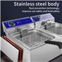 Friteuse électrique INOX Double Réservoir Professionnelle, Commerciale Electrique Friteuse Réservoir Amovible, 3000W+3000W, Ther