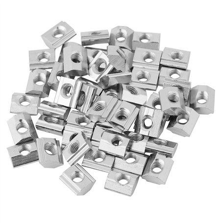 Jadeshay Écrous en T EU20-M5 écrou Coulissant en T en Acier au Carbone revêtu de Nickel 50pcs / lot pour Accessoires profilés en