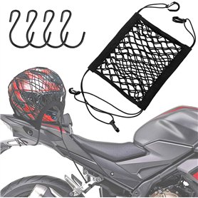 Filet pour Casque Moto，Filet Moto avec 4 Crochets丨Filet Araignée Moto pour Vélo Moto Fixer Casque Moto Filet Etc (Noir)