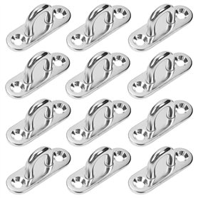 SAIJIAN 12 Pièces Platine Oeil INOX M5 Platine Ancrage INOX 304 Crochet Oeillet Plaque à œillet Rectangulaire Crochets de Plafon