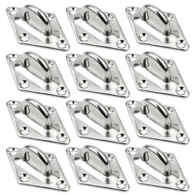 SAIJIAN 12 Pièces Platine Oeil INOX M5 Platine Ancrage INOX 304 Crochet Oeillet Plaque a Oeillet Crochets de Plafond Support Ann