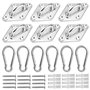 SAIJIAN 12 Pièces M5 Platine Oeil INOX et Mousqueton Platine Ancrage INOX Crochet Oeillet INOX Plaque à œillet Crochets de Plafo