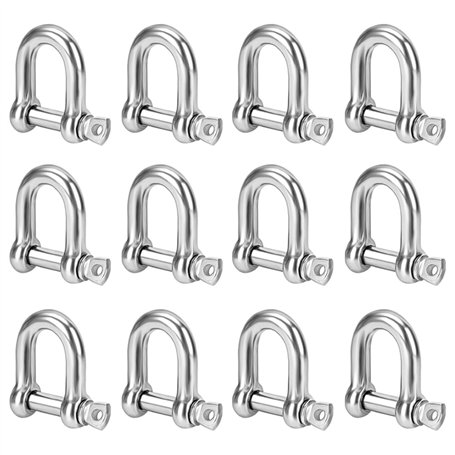 12 Pièces Manille M5 Manille Inox 304 Manille D'ancre Manille D'anneau de D de Chaîne Manille Boucle Manille Droite Manille de L